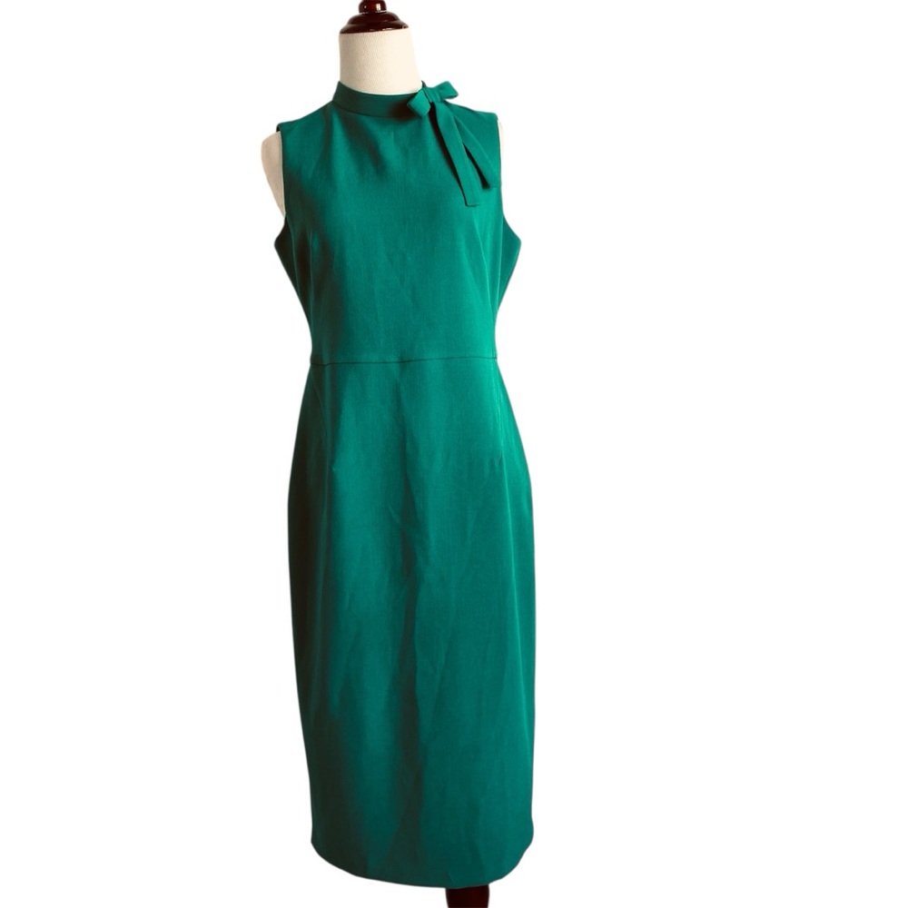 Maggy London Green Bow-Neck Sleeveless Dress Midi 8 Office Cocktail Old Money